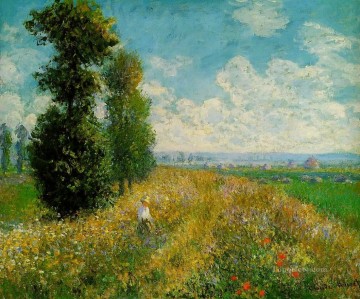 風景 Painting - ポプラのある草原 別名アルジャントゥイユ クロード モネの近くのポプラの風景